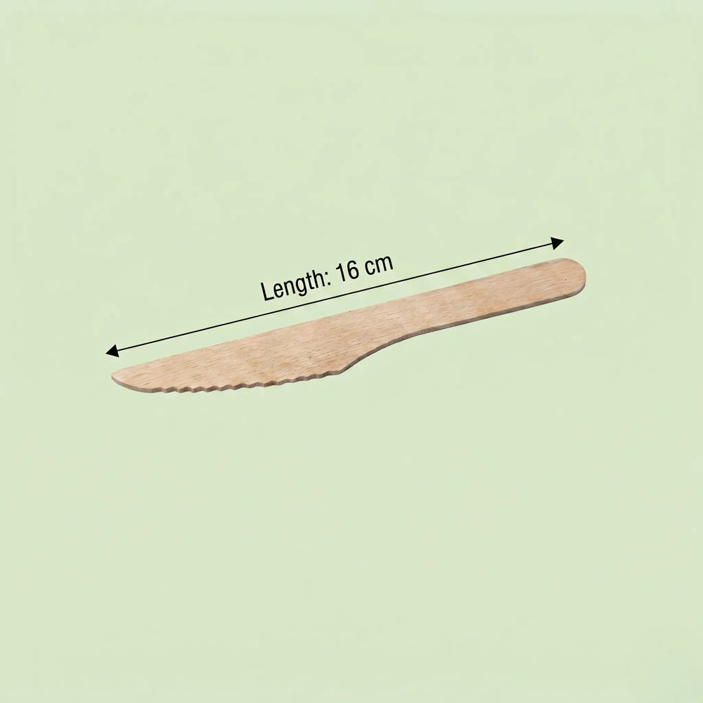 Wooden Knife, FSC 100%, 160 mm (1000 pcs) – Suitable for Restaurants, Catering & Takeaway