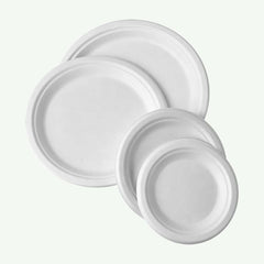 7" White Round Plate, Sugarcane Bagasse, 175 x 15 mm (1000 pcs) - Suitable for Restaurants & Catering