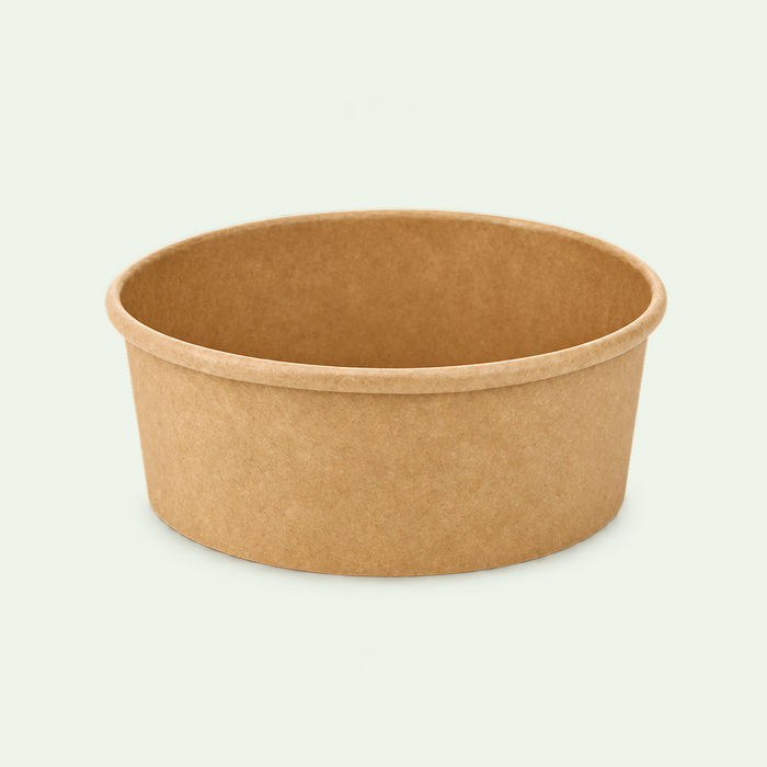 34 oz / 1000 ml Brown Round Kraft Paper Bowl, 150 x 128 x 75 mm (300 pcs) - Suitable for Restaurants & Takeaway