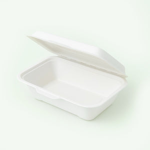 450ml White Sugarcane Food Container, 170 x 125 x 35/50 mm (500 pcs) - Suitable for Restaurants & Takeaway