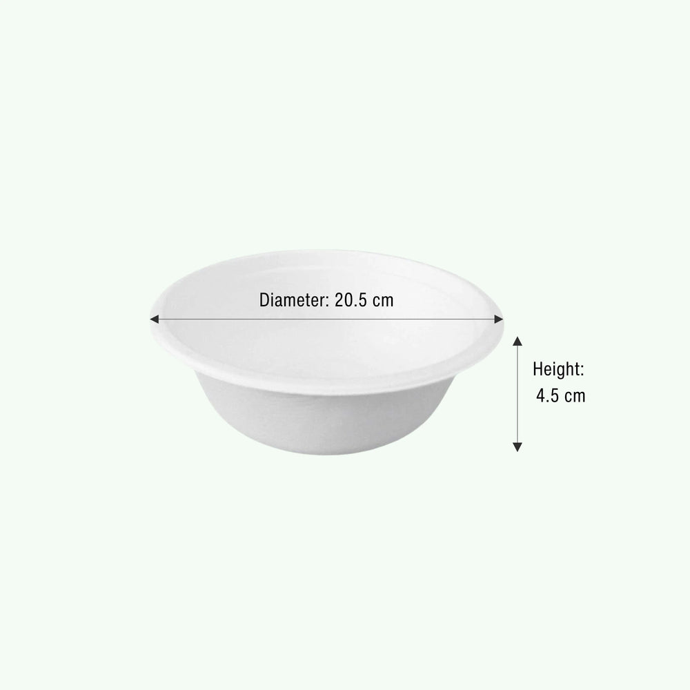 24oz (700ml) Natural Takeaway Round Bowl, Sugarcane Bagasse, 205 x 45 mm (500 pcs) - Suitable for Restaurants & Catering