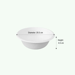 24oz (700ml) Natural Takeaway Round Bowl, Sugarcane Bagasse, 205 x 45 mm (500 pcs) - Suitable for Restaurants & Catering