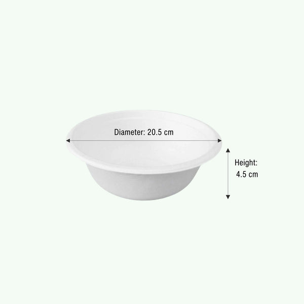 24oz (700ml) Natural Takeaway Round Bowl, Sugarcane Bagasse, 205 x 45 mm (500 pcs) - Suitable for Restaurants & Catering