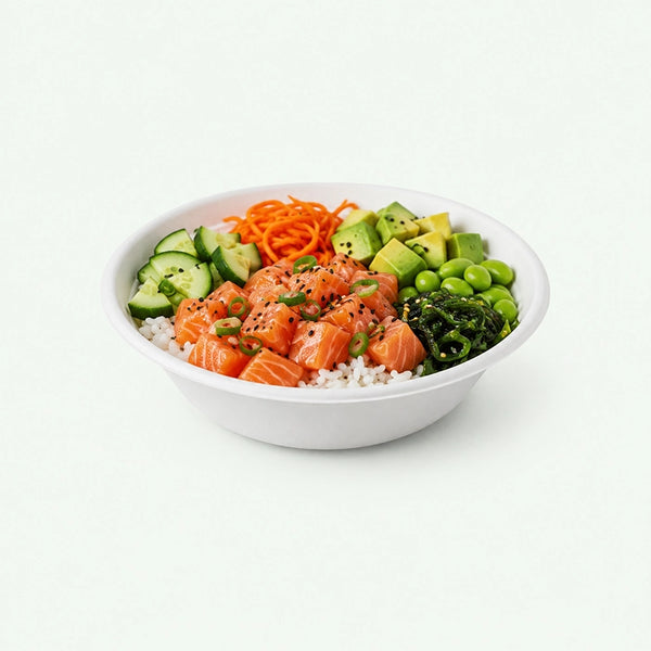 24oz (700ml) Natural Takeaway Round Bowl, Sugarcane Bagasse, 205 x 45 mm (500 pcs) - Suitable for Restaurants & Catering