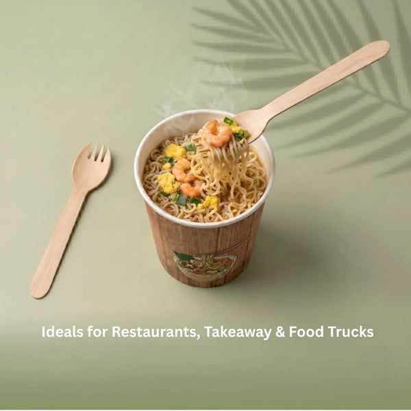 Wooden Spork, FSC 100%, 160 mm (1000 pcs) – Ideal for Restaurants, Takeaway & Food Trucks