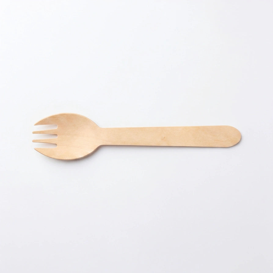 Wooden Spork, FSC 100%, 160 mm (1000 pcs) – Ideal for Restaurants, Takeaway & Food Trucks