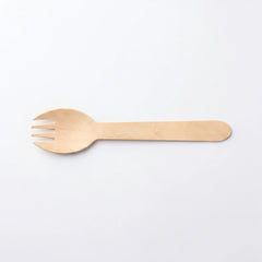 Wooden Spork, FSC 100%, 160 mm (1000 pcs) – Ideal for Restaurants, Takeaway & Food Trucks
