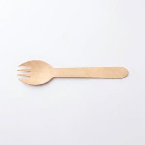 Wooden Spork, FSC 100%, 160 mm (1000 pcs) – Ideal for Restaurants, Takeaway & Food Trucks