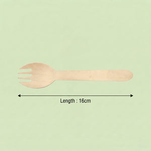 Wooden Spork, FSC 100%, 160 mm (1000 pcs) – Ideal for Restaurants, Takeaway & Food Trucks