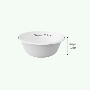 40oz (1200 ml) Natural Large Takeaway Round Bowl, Sugarcane Bagasse, 205 x 71 mm (500 pcs) - Suitable for Restaurants & Catering