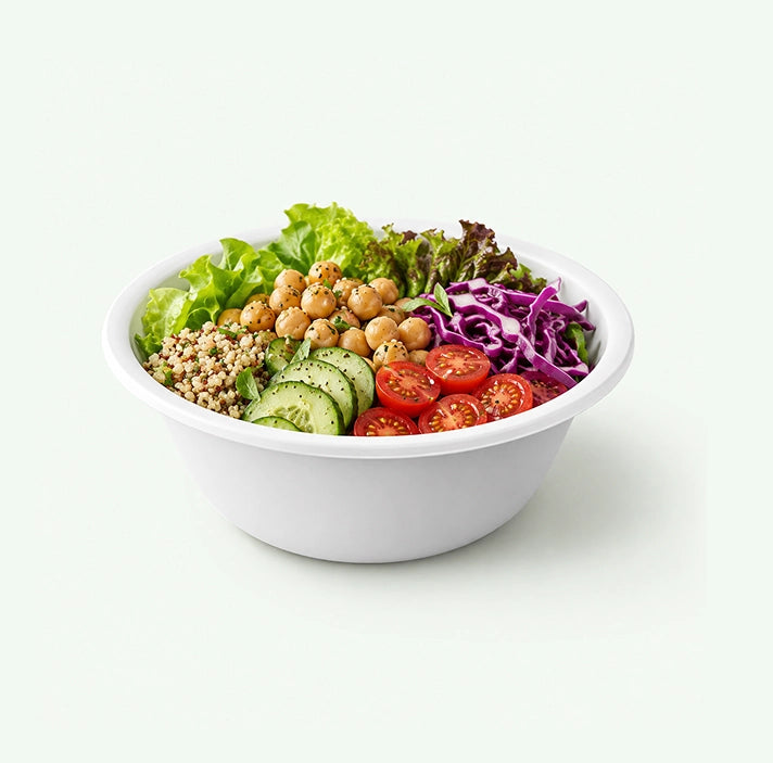 40oz (1200 ml) Natural Large Takeaway Round Bowl, Sugarcane Bagasse, 205 x 71 mm (500 pcs) - Suitable for Restaurants & Catering