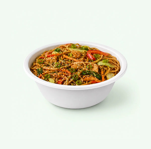40oz (1200 ml) White Deep Takeaway Round Bowl, Sugarcane Bagasse, 198 x 75 mm (400 pcs) - Suitable for Restaurants & Catering