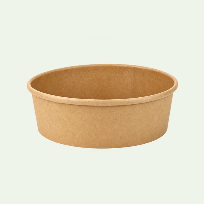 17 oz / 500 ml Brown Round Kraft Paper Bowl, 150 x 128 x 45 mm (300 pcs) - Suitable for Restaurants & Takeaway