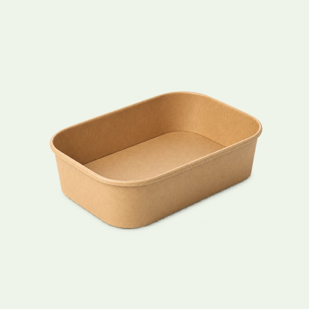 20 oz / 580 ml Brown Rectangle Kraft Paper Bowl, 172 x 120 x 45 mm (300 pcs) - Suitable for Restaurants & Takeaway
