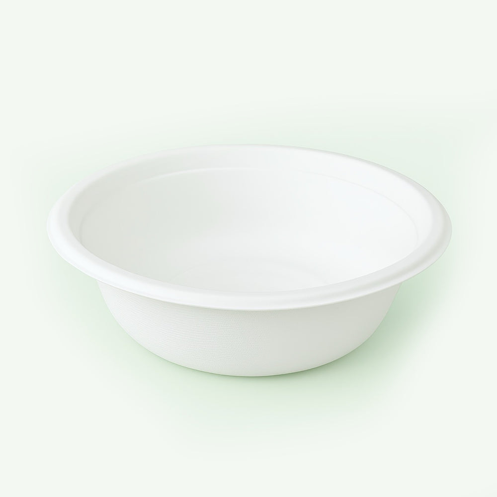 40oz (1200 ml) Natural Large Takeaway Round Bowl, Sugarcane Bagasse, 205 x 71 mm (500 pcs) - Suitable for Restaurants & Catering