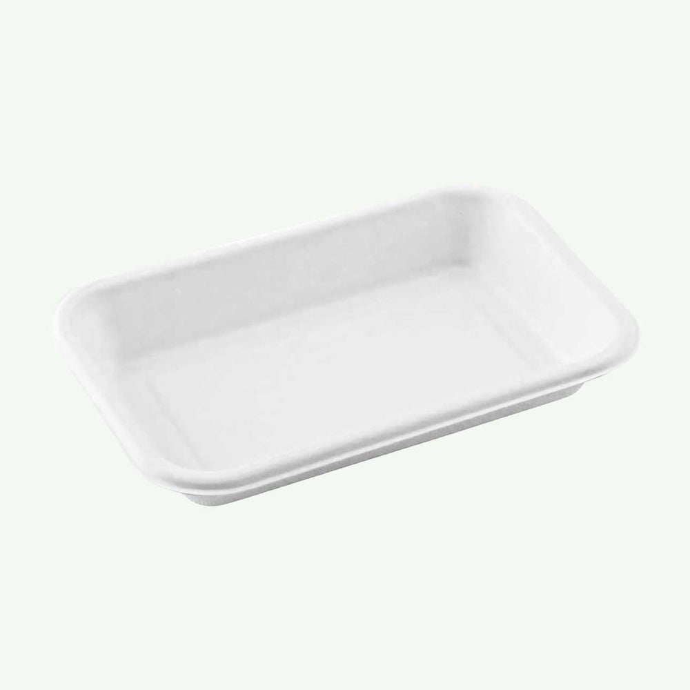 650ml White Sugarcane Food Container, 175 x 125 x 57 mm (500 pcs) - Suitable for Restaurants & Takeaway