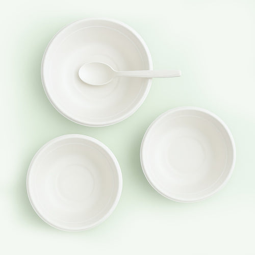 40oz (1200 ml) White Deep Takeaway Round Bowl, Sugarcane Bagasse, 198 x 75 mm (400 pcs) - Suitable for Restaurants & Catering