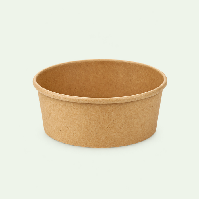 25 oz / 750 ml Brown Round Kraft Paper Bowl, 150 x 128 x 60 mm (300 pcs) - Suitable for Restaurants & Takeaway