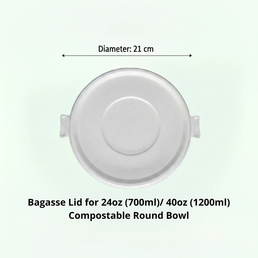 Lid for 24oz (700 ml) & 40oz (1200 ml) Natural Takeaway Round Bowl, Sugarcane Bagasse, 210 x 10 mm (500 pcs)
