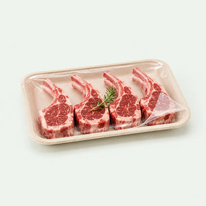 230 x 170 x 30 mm Bagasse Tray with EVOH Peelable Film PFAS FREE(500 pcs) - Ideal for Supermarkets, Butchers & Food Retailers