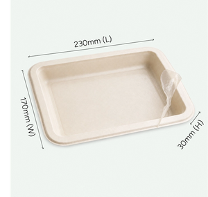 230 x 170 x 30 mm Bagasse Tray with EVOH Peelable Film PFAS FREE(500 pcs) - Ideal for Supermarkets, Butchers & Food Retailers