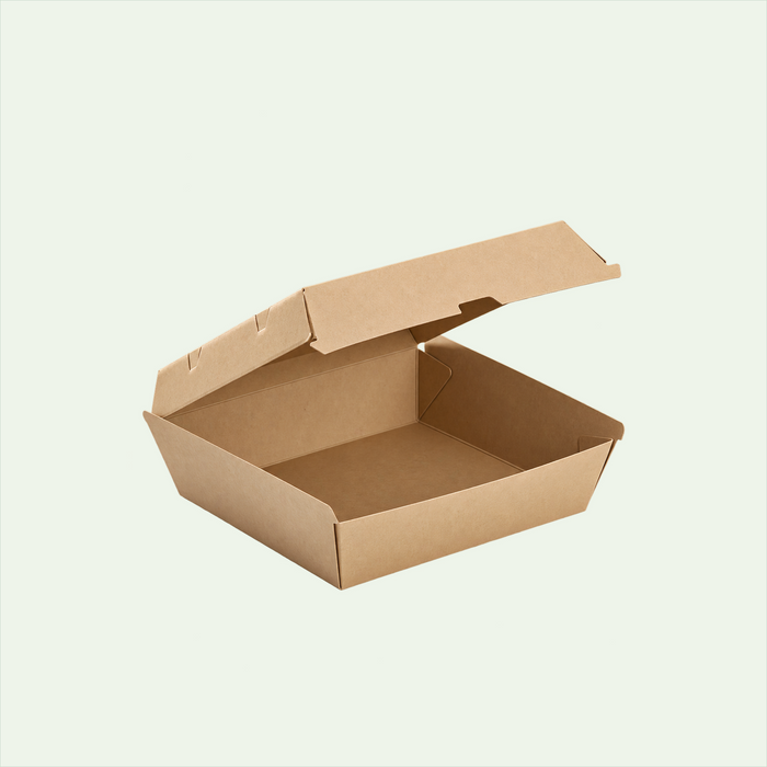 Brown Kraft Paper Dinner Box, F Flute, 178 x 160 x 75 mm (150 pcs) - Suitable for Restaurants & Takeaway