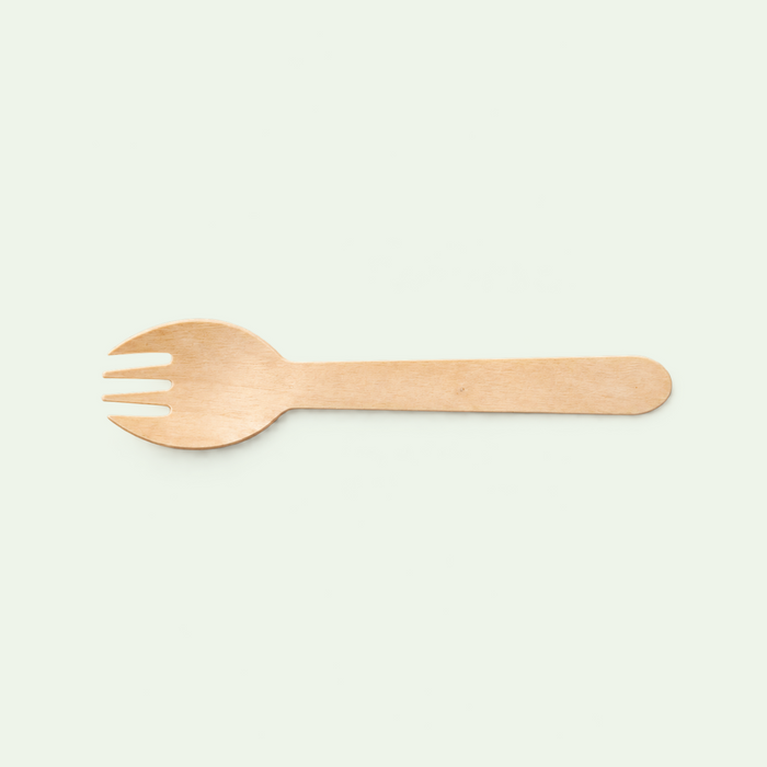 Wooden Spork, FSC 100%, 160 mm (1000 pcs) – Ideal for Restaurants, Takeaway & Food Trucks