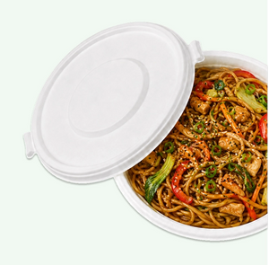 Lid for 40oz (1200 ml) White Deep Takeaway Bowl, Sugarcane Bagasse, 226.9 × 24 mm (400 pcs)