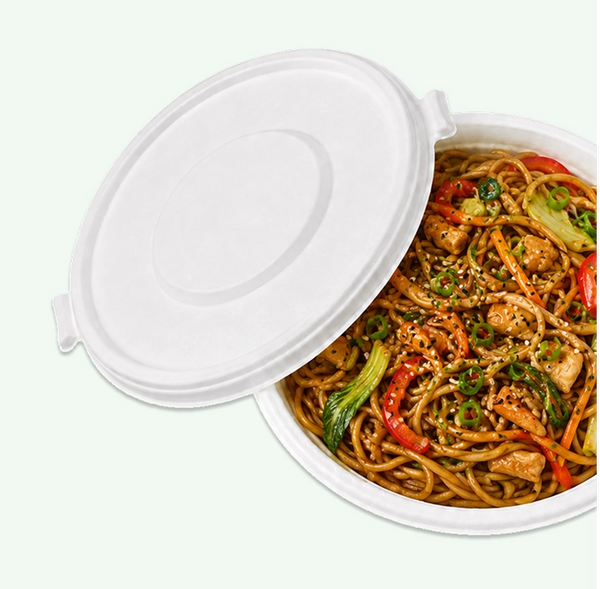 Lid for 40oz (1200 ml) White Deep Takeaway Bowl, Sugarcane Bagasse, 226.9 × 24 mm (400 pcs)