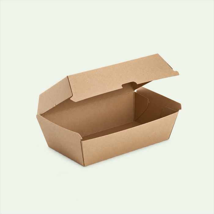 Brown Regular Kraft Paper Snack Box, F Flute, 175 x 90 x 84 (200 pcs) - Suitable for Restaurants & Takeaway