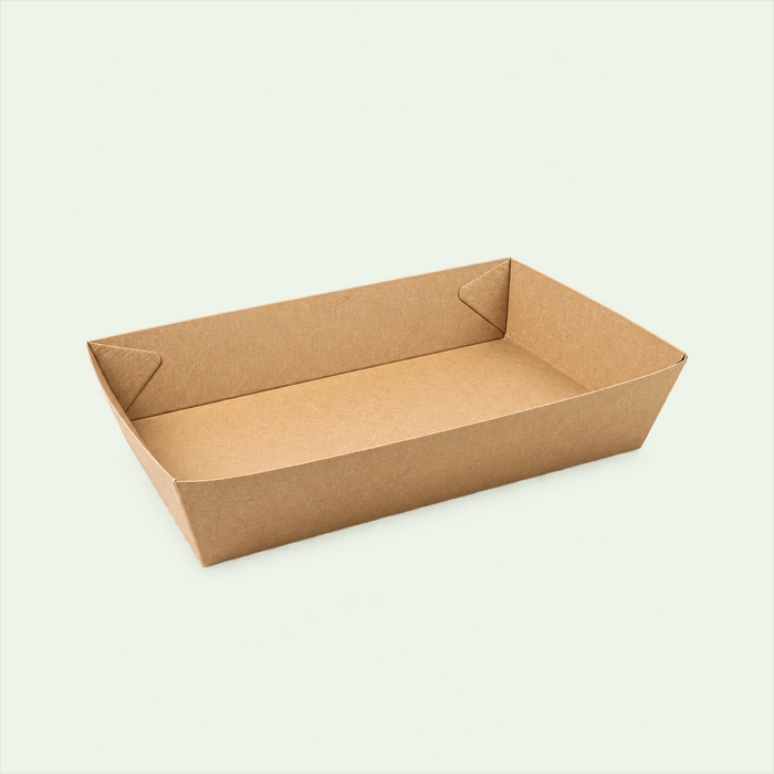 Brown Kraft Paper Food Tray, 131 x 91 x 50 mm (500 pcs) - Suitable for Restaurants & Food Trucks