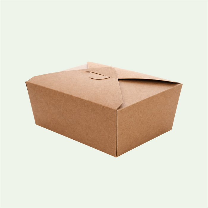 Brown Kraft Paper Takeaway Box Large, 152 x 120 x 65 mm (300 pcs) - Suitable for Restaurants & Food Trucks
