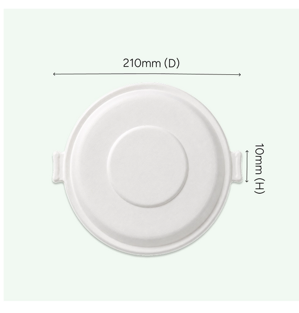 Lid for 24oz (700 ml) & 40oz (1200 ml) Natural Takeaway Round Bowl, Sugarcane Bagasse, 210 x 10 mm (500 pcs)