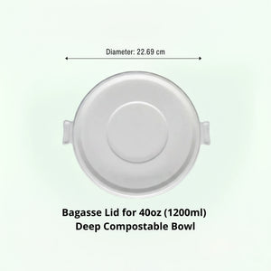 Lid for 40oz (1200 ml) White Deep Takeaway Bowl, Sugarcane Bagasse, 226.9 × 24 mm (400 pcs)