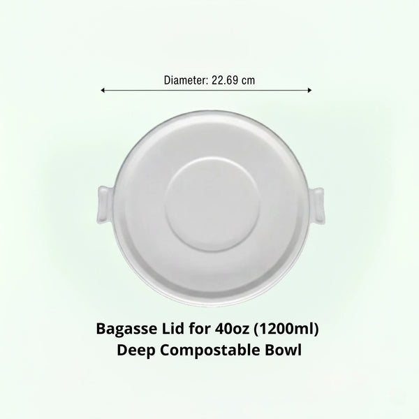 Lid for 40oz (1200 ml) White Deep Takeaway Bowl, Sugarcane Bagasse, 226.9 × 24 mm (400 pcs)