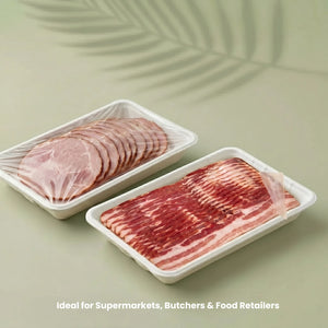 Biodegradable Bagasse Meat Tray White 215x150x27mm (600 pcs) – Ideal for Supermarkets, Butchers & Food Retailers