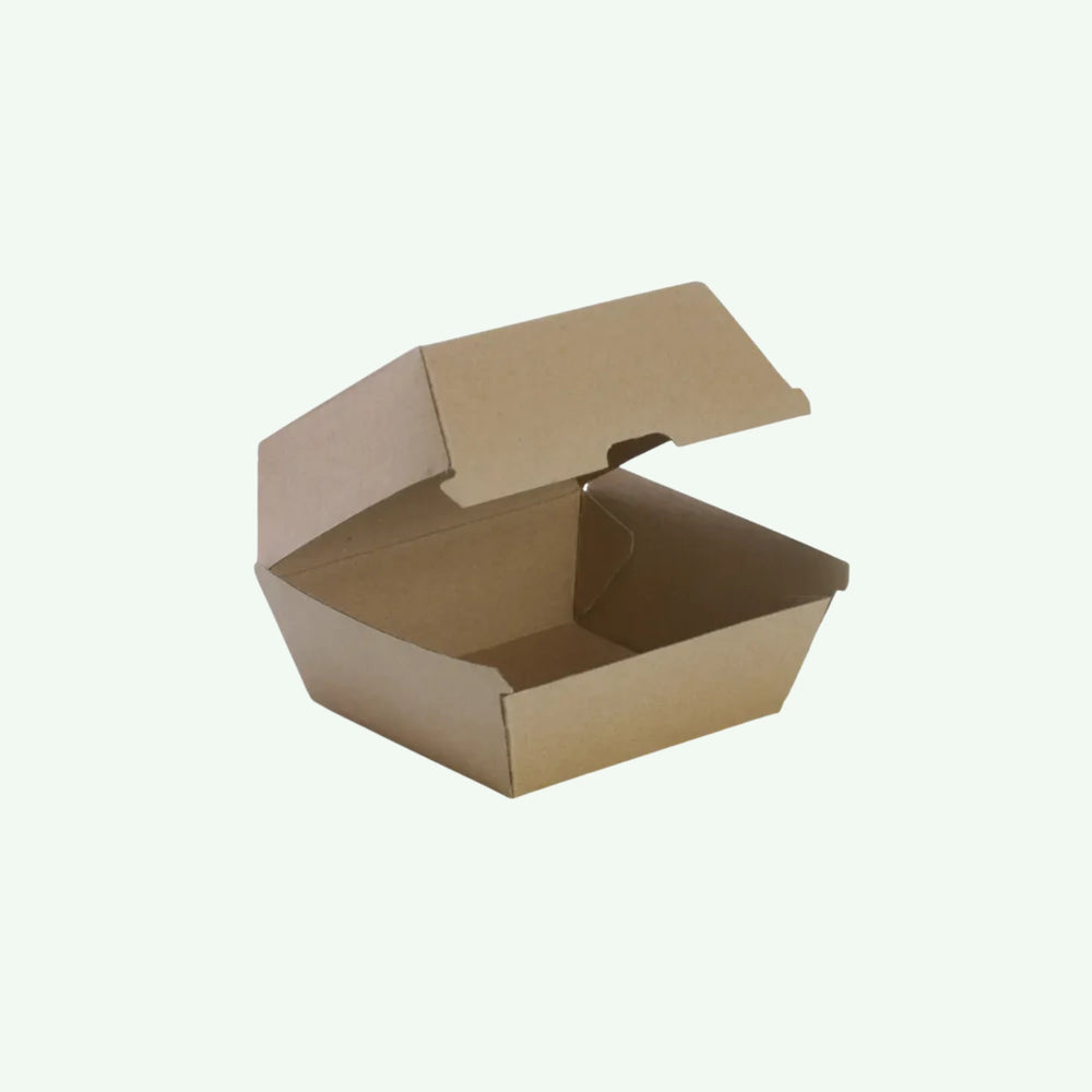 Brown Kraft Paper Burger Box,120 x 120 x 100 mm (150 pcs) - Suitable for Restaurants & Food Trucks