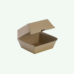 Brown Kraft Paper Burger Box,120 x 120 x 100 mm (150 pcs) - Suitable for Restaurants & Food Trucks