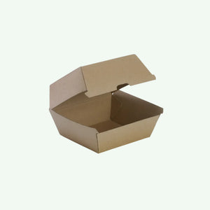 Brown Kraft Paper Burger Box,120 x 120 x 100 mm (150 pcs) - Suitable for Restaurants & Food Trucks
