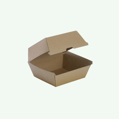 Brown Kraft Paper Burger Box,120 x 120 x 100 mm (150 pcs) - Suitable for Restaurants & Food Trucks