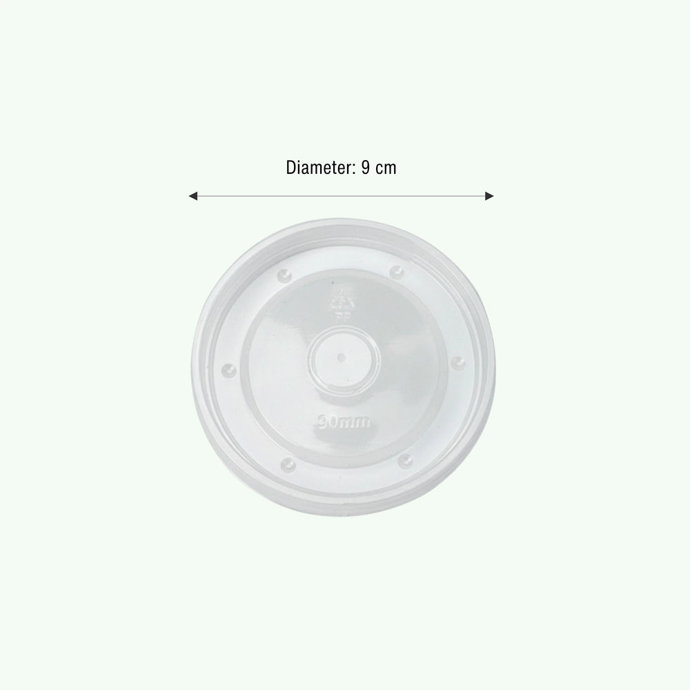 90mm Round PP LID Clear (500 pcs) - Compatible with 8oz/12oz Kraft Paper Soup Bowl