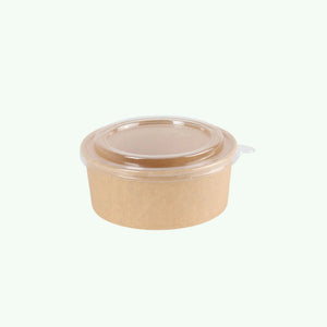150mm Round PP LID Clear (300 pcs) - Compatible with 500ml, 750ml, and 1000ml Brown Round Kraft Paper Bowls