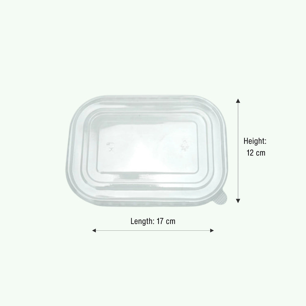 172mm Rectangle PP LID Clear (300 pcs) - Compatible with 580ml/ 750ml/ 1000ml Rectangle Kraft Paper Bowl