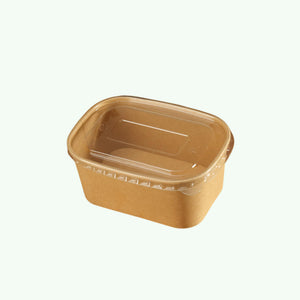 172mm Rectangle PP LID Clear (300 pcs) - Compatible with 580ml/ 750ml/ 1000ml Rectangle Kraft Paper Bowl