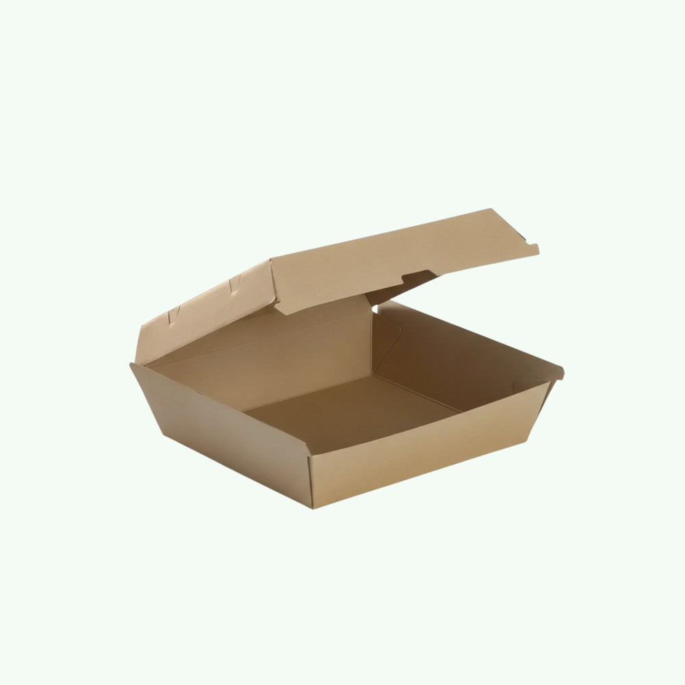 Brown Kraft Paper Dinner Box, F Flute, 178 x 160 x 75 mm (150 pcs) - Suitable for Restaurants & Takeaway