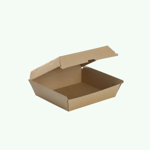 Brown Kraft Paper Dinner Box, F Flute, 178 x 160 x 75 mm (150 pcs) - Suitable for Restaurants & Takeaway