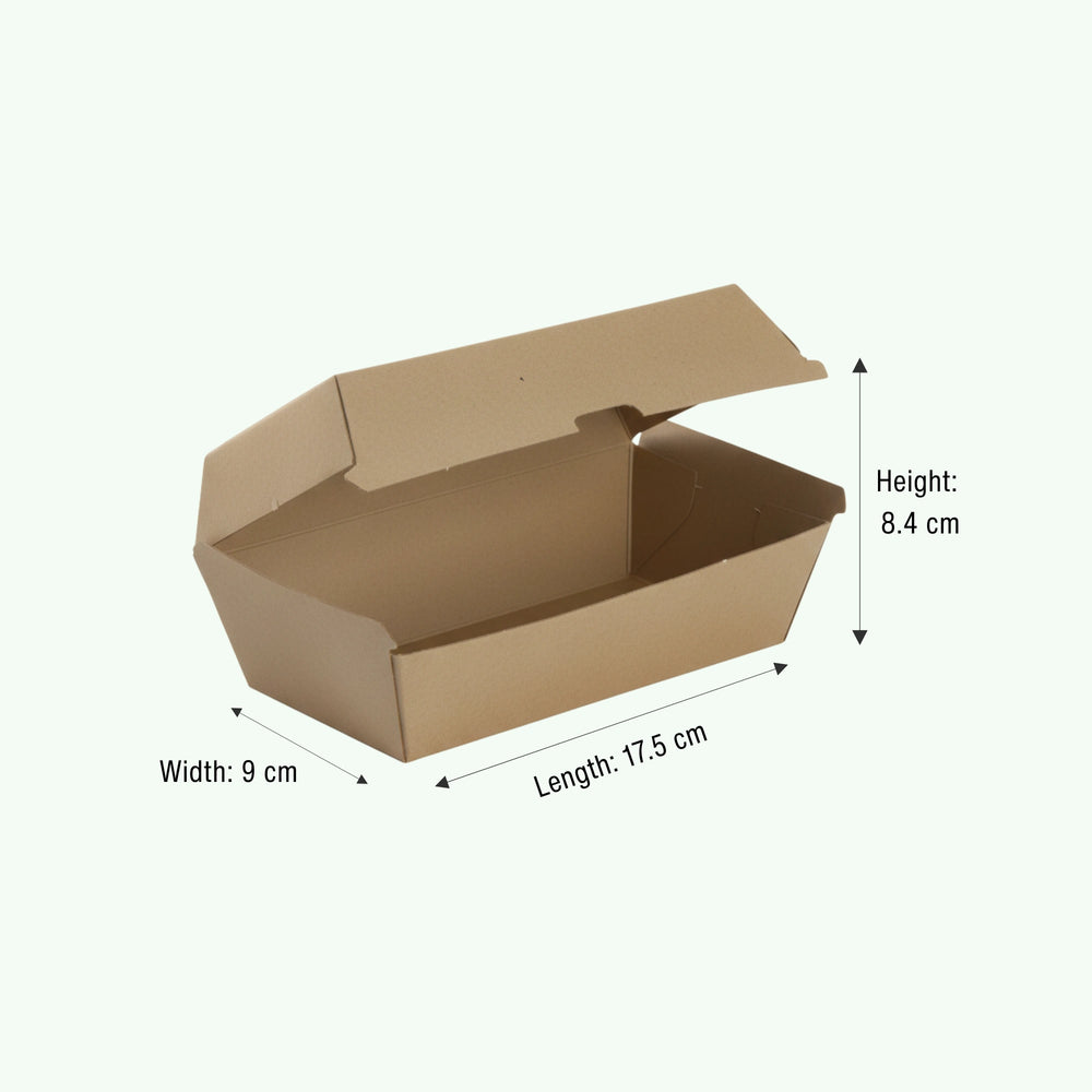 Brown Regular Kraft Paper Snack Box, F Flute, 75 x 90 x 84 (200 pcs) - Suitable for Restaurants & Takeaway