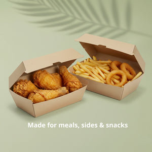 Brown Regular Kraft Paper Snack Box, F Flute, 75 x 90 x 84 (200 pcs) - Suitable for Restaurants & Takeaway