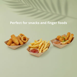 Brown Kraft Paper Food Boat, 13.8 x 8.5 x 5.3 mm (500 pcs) - Suitable for Restaurants & Takeaway