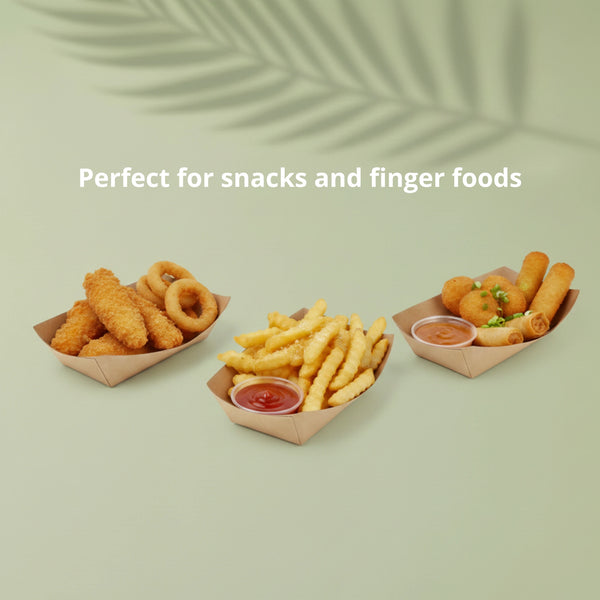 Brown Kraft Paper Food Boat, 13.8 x 8.5 x 5.3 mm (500 pcs) - Suitable for Restaurants & Takeaway